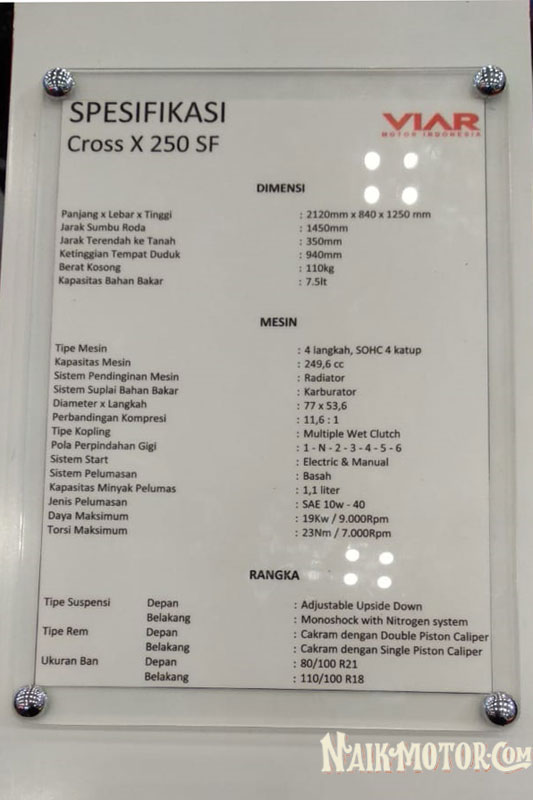 Cross 250 viar x Harga Viar