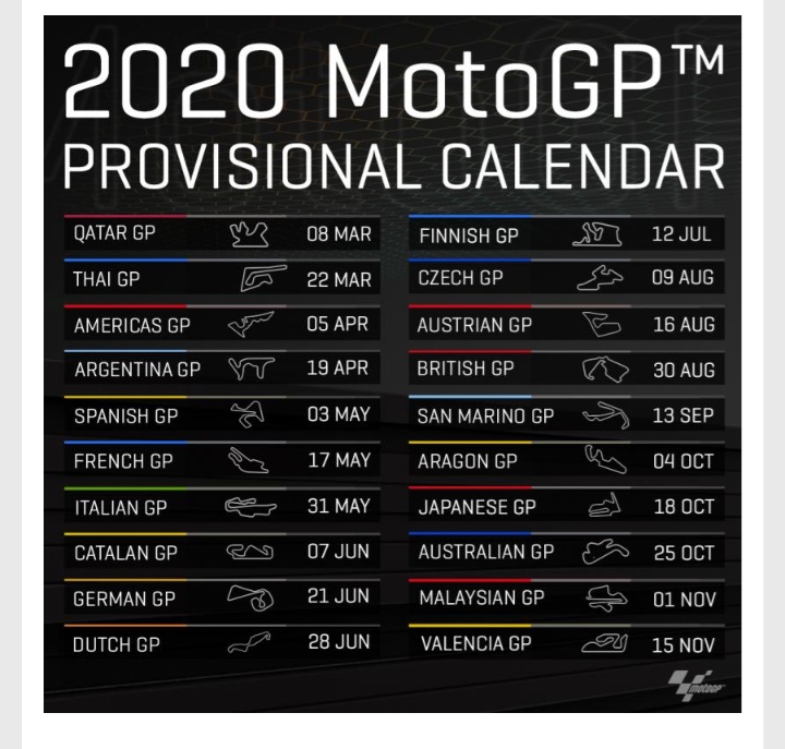 Kalender Sementara MotoGP 2020