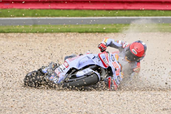 Marc Marquez crash Sprint Race MotoGP Inggris 2024.