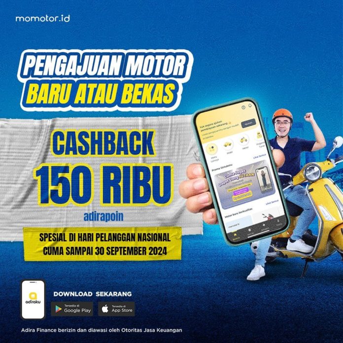 Promo Hari Pelanggan Nasional Momotor.id, Cashback Pengajuan Motor Baru atau Bekas